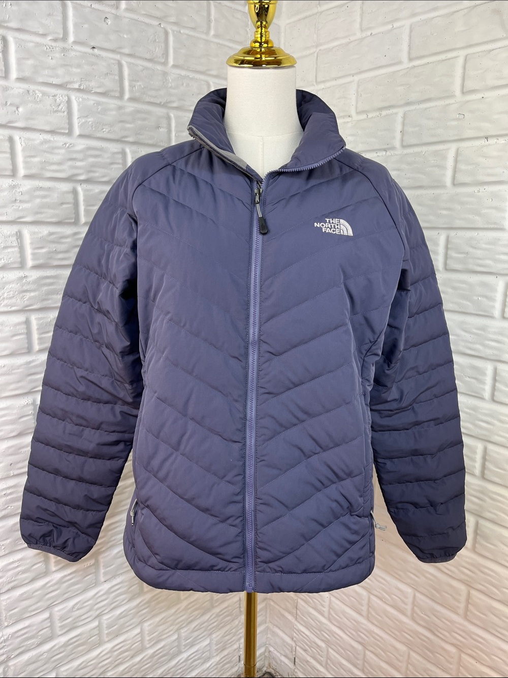 THE NORTH FACE GOOSE DOWN PUFFER CHEVRON QUILTED WINTER JACKET PURPLE SIZE MED
